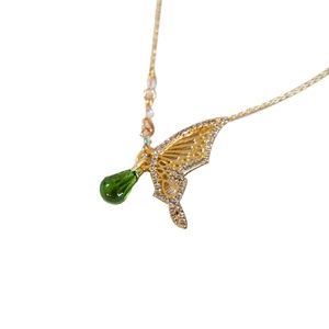 Green Crystal Butterfly Pendant Necklace